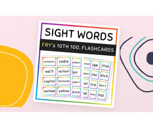 Fry Sight Words Flash Cards Rainbow Borders, 10th 100