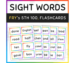 Fry Sight Words Flash Cards Rainbow Borders, 5th 100