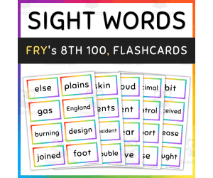 Fry Sight Words Flash Cards Rainbow Borders, 8th 100