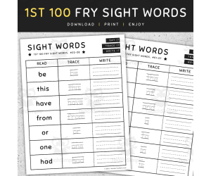 Fry Sight Words: Read, Trace, Write Worksheets, #1-35, [SET 4]