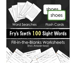 Fry's Tenth 100 Sight Words Fill-in-the-Blanks