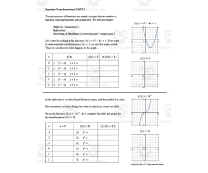 Function Transformations Guided Notes + Homework Set
