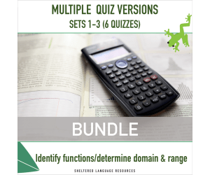 Functions Domain & Range Quiz - Multiple Versions Bundle