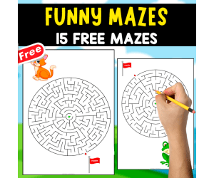 FUNNY MAZES FOR KIDS | 15 FREE WORKSHEETS