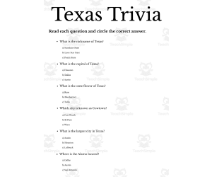 funny texas trivia questions and answers printable