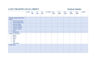 Gait Training Data Sheet
