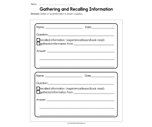 Gathering and Recalling Information Worksheet