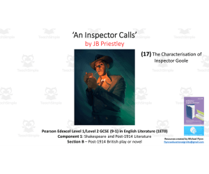 GCSE Literature: (17) ‘An Inspector Calls’ – The Characterisation of Inspector Goole