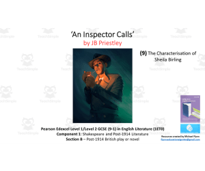 GCSE Literature: (9) ‘An Inspector Calls’ – The Characterisation of Sheila Birling