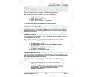 GCSE Literature: An Inspector Calls | Act 1 - Mr. Birling and the Inspector Analysis Worksheet