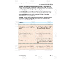 GCSE Literature: An Inspector Calls | Act 2 Quotations Worksheet