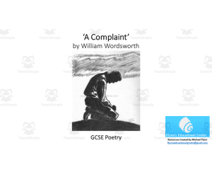 GCSE Poetry Lesson: ‘A Complaint’ by William Wordsworth