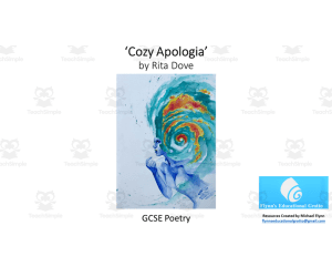 GCSE Poetry Lesson: ‘Cozy Apologia’ by Rita Dove