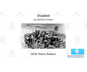 GCSE Poetry Lesson: Disabled by Wilfred Owen