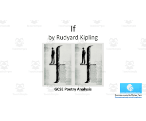 GCSE Poetry Lesson: 'If' by Rudyard Kipling
