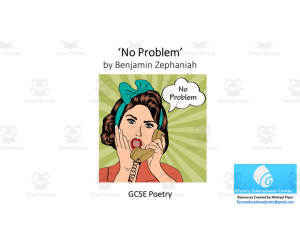 GCSE Poetry Lesson: ‘No Problem’ by Benjamin Zephaniah