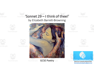 GCSE Poetry Lesson: ‘Sonnet 29: I Think of Thee’ by Elizabeth Barrett-Browning