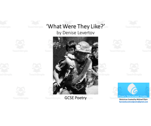 GCSE Poetry Lesson: ‘What Were They Like?’ by Denise Levertov