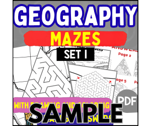 Geography Mazes - Set 1: 1 Page Sample (PDF)