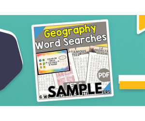 Geography Word Search - Set 2: 1 Page Sample (PDF)