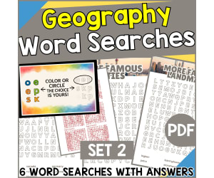 Geography Word Searches - Set 2 (PDF)