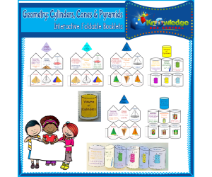 Geometry: Cylinders, Cones, & Pyramids Interactive Foldable Booklets - EBOOK