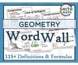 Geometry Definitions + Formulas Word Wall