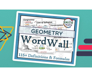 Geometry Definitions + Formulas Word Wall