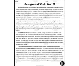 Georgia and World War II Reading Packet