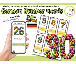 German: Spring-Themed Number Learning Game: Who Has It? DAF DAZ