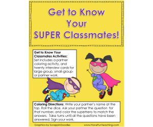Get to Know Your Super Classmates Back to School Activity