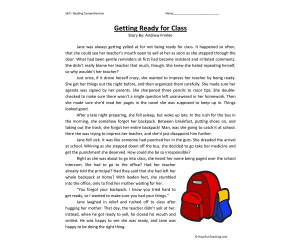 Getting Ready for Class - Reading Comprehension Worksheet