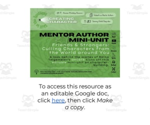 "Ghosts" Creating Character + Mentor Author Mini Unit