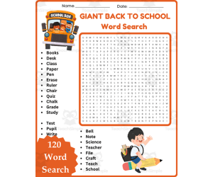 Giant Back to School Word Search & Find - First Day of School