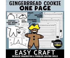 Gingerbread Cookie One Page Paper Craft Art Activities