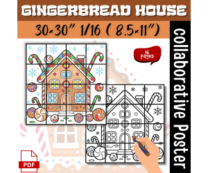 Gingerbread House Collaborative Coloring Poster Bulletin Board Christm