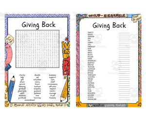 Giving Back word search & scramble