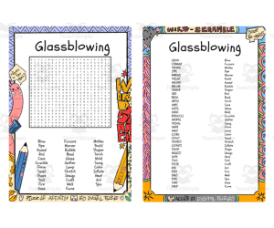Glassblowing word search & scramble