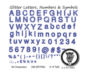Glitter Letters, Numbers & Symbols - Dark Blue Glitter