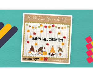 Gnome Fall Leaves Kindness Bulletin Board Door Decor