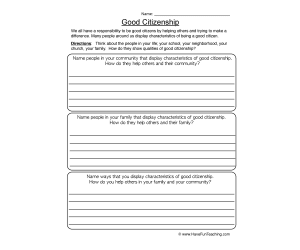 Good Citizenship Worksheet - People Examples