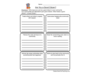 Good Citizenship Worksheet