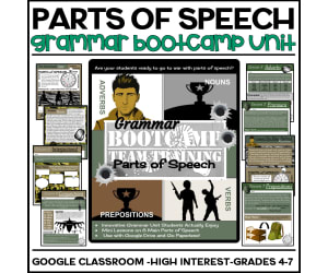 Google Classroom Interactive Grammar Boot Camp Parts of Speech Unit