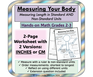 Gr 2 Measurement Worksheet: Measure Body Standard & Non-Standard Units