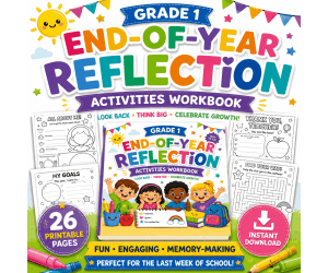 Grade 1 End of Year Memory Book | Reflection Activities Workbook
