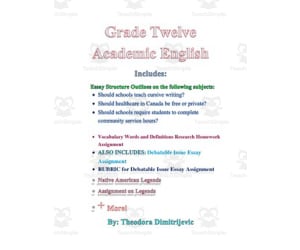 Grade 12 Academic English Package- Includes 2 exams for W.11-12.1 , W.11-12.1a