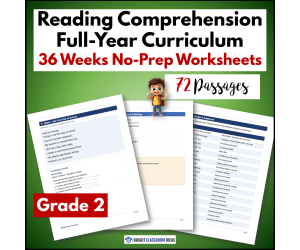 Grade 2 Yearlong Reading Comprehension Curriculum | 72 Worksheets