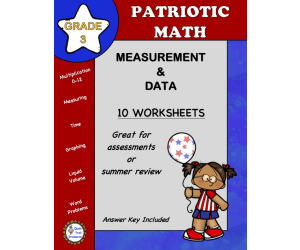 Grade 3 MEASUREMENT and DATA Worksheets | Patriotic Theme