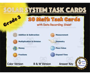 Grade 3 Solar System Math Task Cards