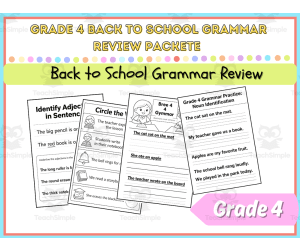 Grade 4 Grammar Review Packet | Back to School Worksheets